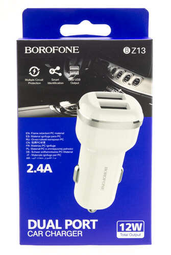 Заказать онлайн З.у.Borofone АВТО Bz13 2.4A 12W 2usb черное в интернет-магазине компьютерной техники com-dv.ru с доставкой по Хабаровску недорого.