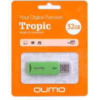 Купить онлайн Флеш карта QUMO 32Gb TROPIC зеленая с колпачком USB 2.0 в интернет-магазине компьютерной техники com-dv.ru с доставкой по Хабаровску недорого.