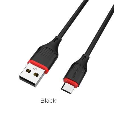 Заказать онлайн Borofone кабель USB-microUSB BX17 круглый черный 1.0м 2.0А в интернет-магазине компьютерной техники com-dv.ru с доставкой по Хабаровску недорого.