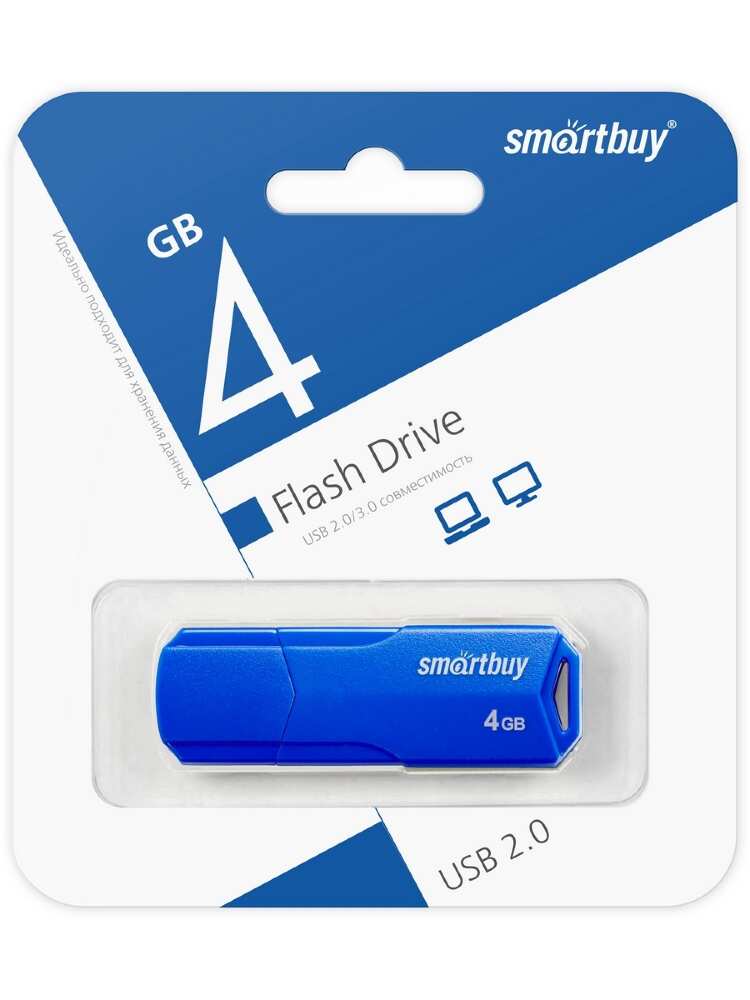 Заказать онлайн Флеш карта SMARTBUY 4Gb CLUE синяя в интернет-магазине компьютерной техники com-dv.ru с доставкой по Хабаровску недорого.