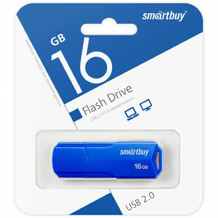 Заказать онлайн Флеш карта SMARTBUY 16Gb CLUE синяя USB 2.0 в интернет-магазине компьютерной техники com-dv.ru с доставкой по Хабаровску недорого.