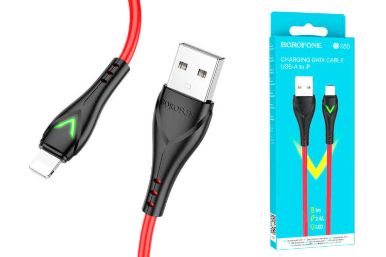 Заказать онлайн BOROFONE кабель USB-iPHONE 5-x BX65 силик.с подсв. красный 1м в интернет-магазине компьютерной техники com-dv.ru с доставкой по Хабаровску недорого.