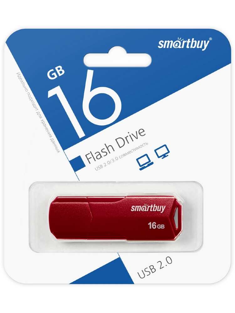 Заказать онлайн Флеш карта SMARTBUY 16Gb CLUE красная USB 2.0 в интернет-магазине компьютерной техники com-dv.ru с доставкой по Хабаровску недорого.