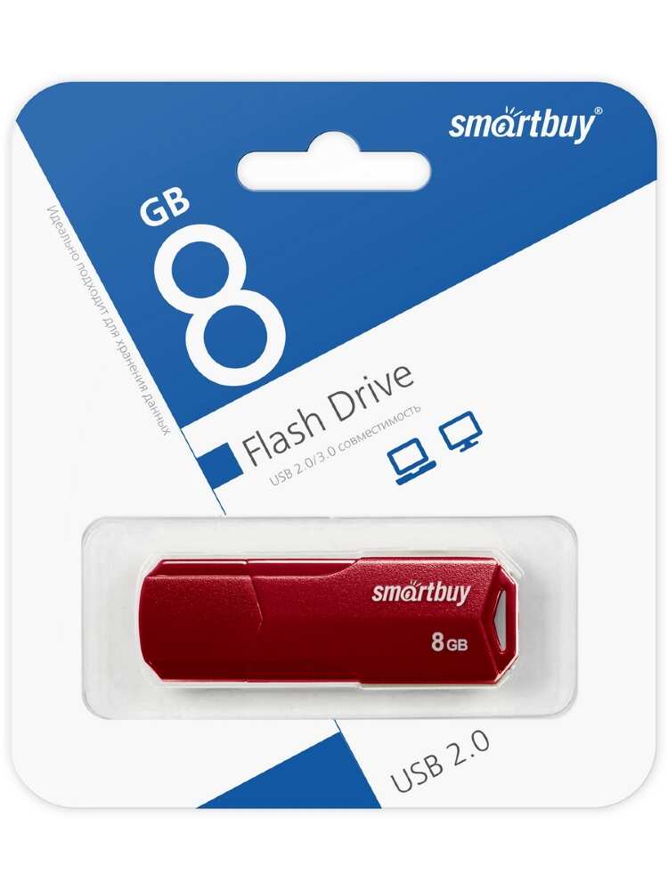 Заказать онлайн Флеш карта SMARTBUY 8Gb CLUE красный в интернет-магазине компьютерной техники com-dv.ru с доставкой по Хабаровску недорого.