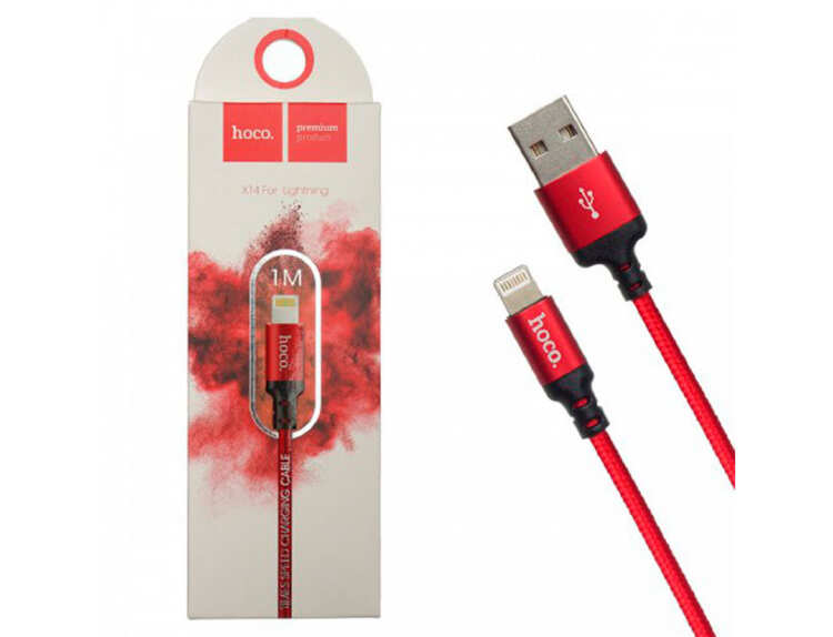 Заказать онлайн Кабель Hoco X14 2м Lightning красно\черный в интернет-магазине компьютерной техники com-dv.ru с доставкой по Хабаровску недорого.