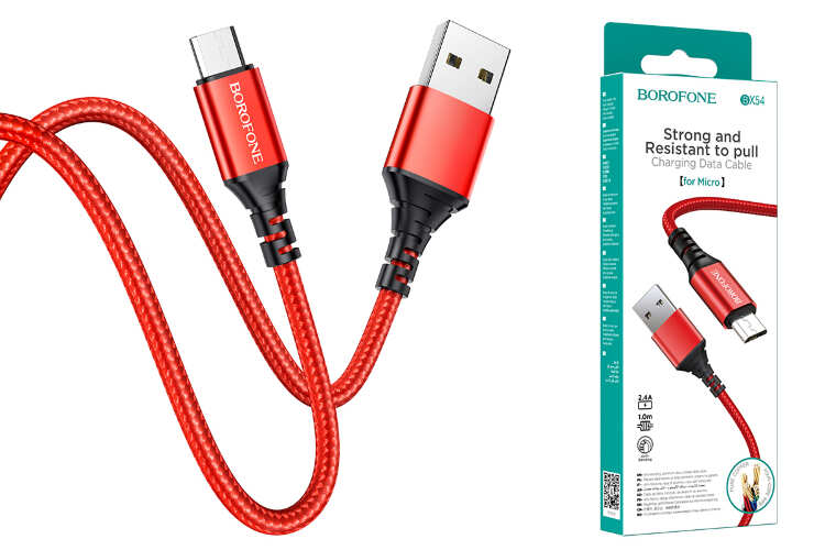 Заказать онлайн Borofone кабель USB-microUSB BX54 красный 1.0м в интернет-магазине компьютерной техники com-dv.ru с доставкой по Хабаровску недорого.