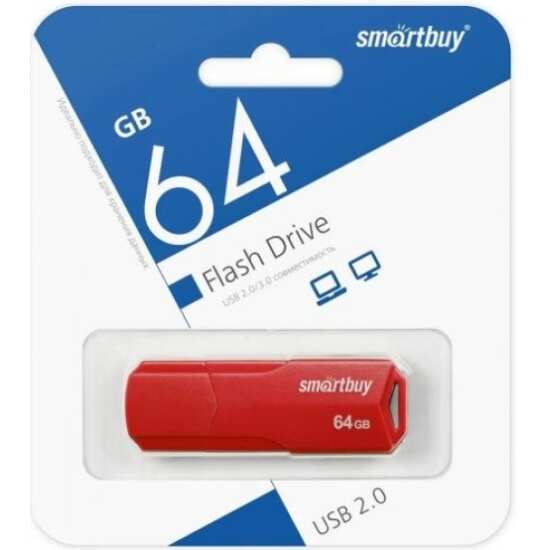 Заказать онлайн Флеш карта SMARTBUY 64Gb CLUE красная USB 2.0 в интернет-магазине компьютерной техники com-dv.ru с доставкой по Хабаровску недорого.