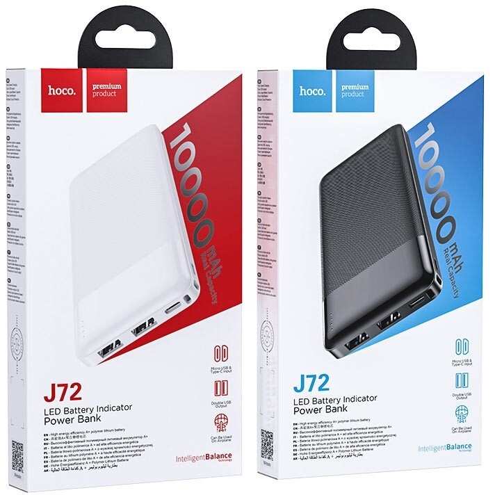 Заказать онлайн Внешний аккумулятор Hoco J72 2usb 2.0A 10000 mah White в интернет-магазине компьютерной техники com-dv.ru с доставкой по Хабаровску недорого.