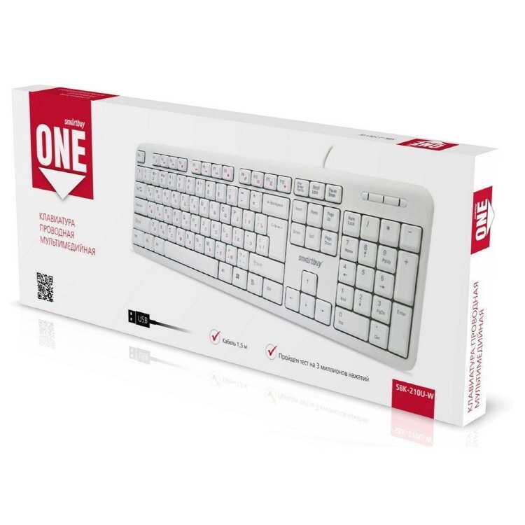 Заказать онлайн Клавиатура Smartbuy ONE 210 USB мультимедиа белая в интернет-магазине компьютерной техники com-dv.ru с доставкой по Хабаровску недорого.