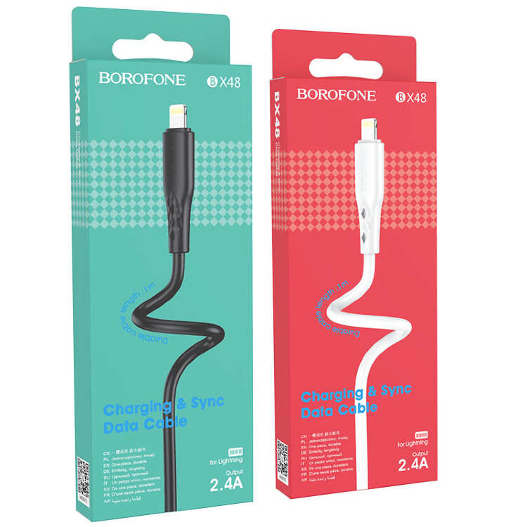 Заказать онлайн Borofone кабель USB-iphone BX48 черный 1.0м в интернет-магазине компьютерной техники com-dv.ru с доставкой по Хабаровску недорого.
