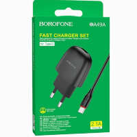 Купить онлайн З.У. Borofone сетевое BA49A 1xUSB 2.1A+кабель MicroUsb черное в интернет-магазине компьютерной техники com-dv.ru с доставкой по Хабаровску недорого.