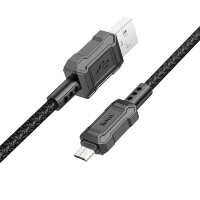 Купить онлайн HOCO кабель USB-microUSB x94 черный нейлон 1.0м 2.4А в интернет-магазине компьютерной техники com-dv.ru с доставкой по Хабаровску недорого.
